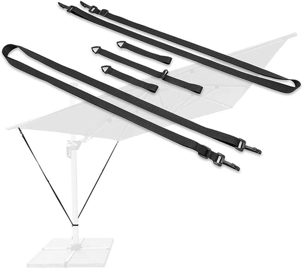 5-teiliger, Windfester Ampelschirm Mit Schnellverschluss, Universell Verstellbarer Halterung, Wetterfest, Für Terrassen, Gärten Oder Strände