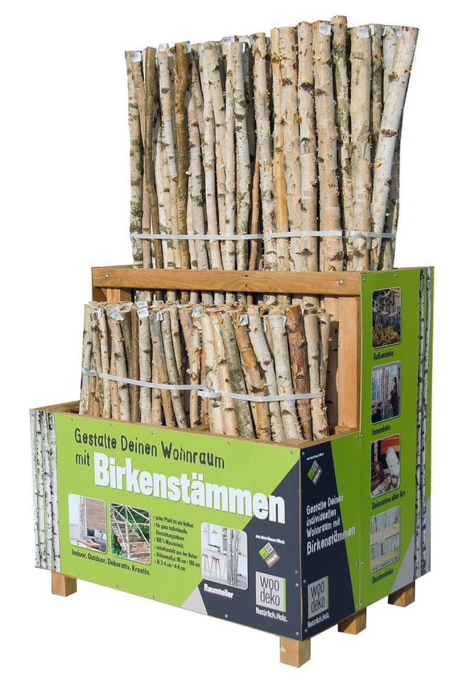 Birkenstamm 180 cm ø 2-4 cm Birkenholz Birke Deko Holz