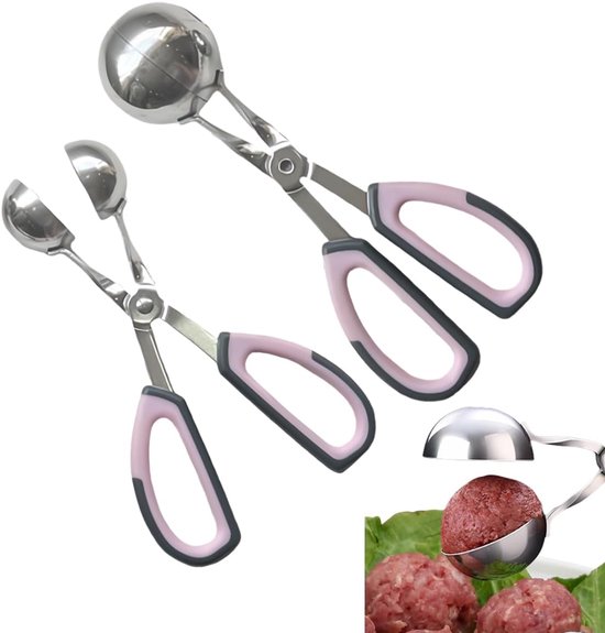 2-teiliges Antihaft-fleischbällchen-portionierer-set Mit Rutschfestem Griff Für Fleischbällchen, Eiscreme, Melonen, Familienfeste Und Festtagsgerichte – Rosa