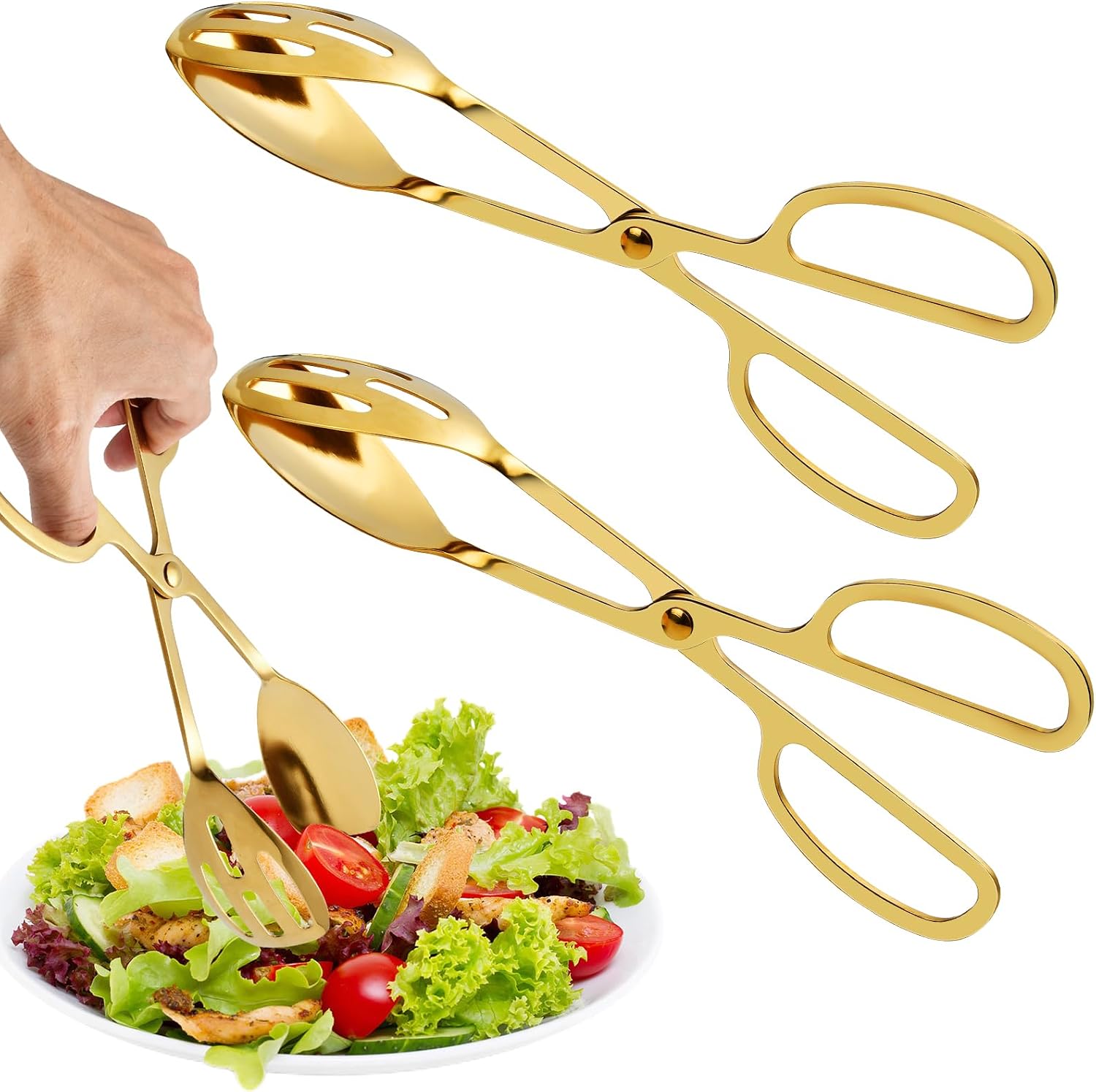 2er-pack Goldene Salatklammern, 25 Cm Lange Küchenklammern Aus Edelstahl Zum Halten Von Lebensmitteln, Küchenschereklammern