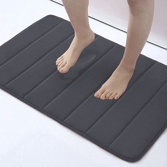 Badematte Aus Memory-schaum, 50 X 80 Cm, Saugfähige Badematte, Rutschfeste, Verdickte Pvc-badematte, Ultraweicher Bad- Und Badewannenvorleger – Dunkelgrau.