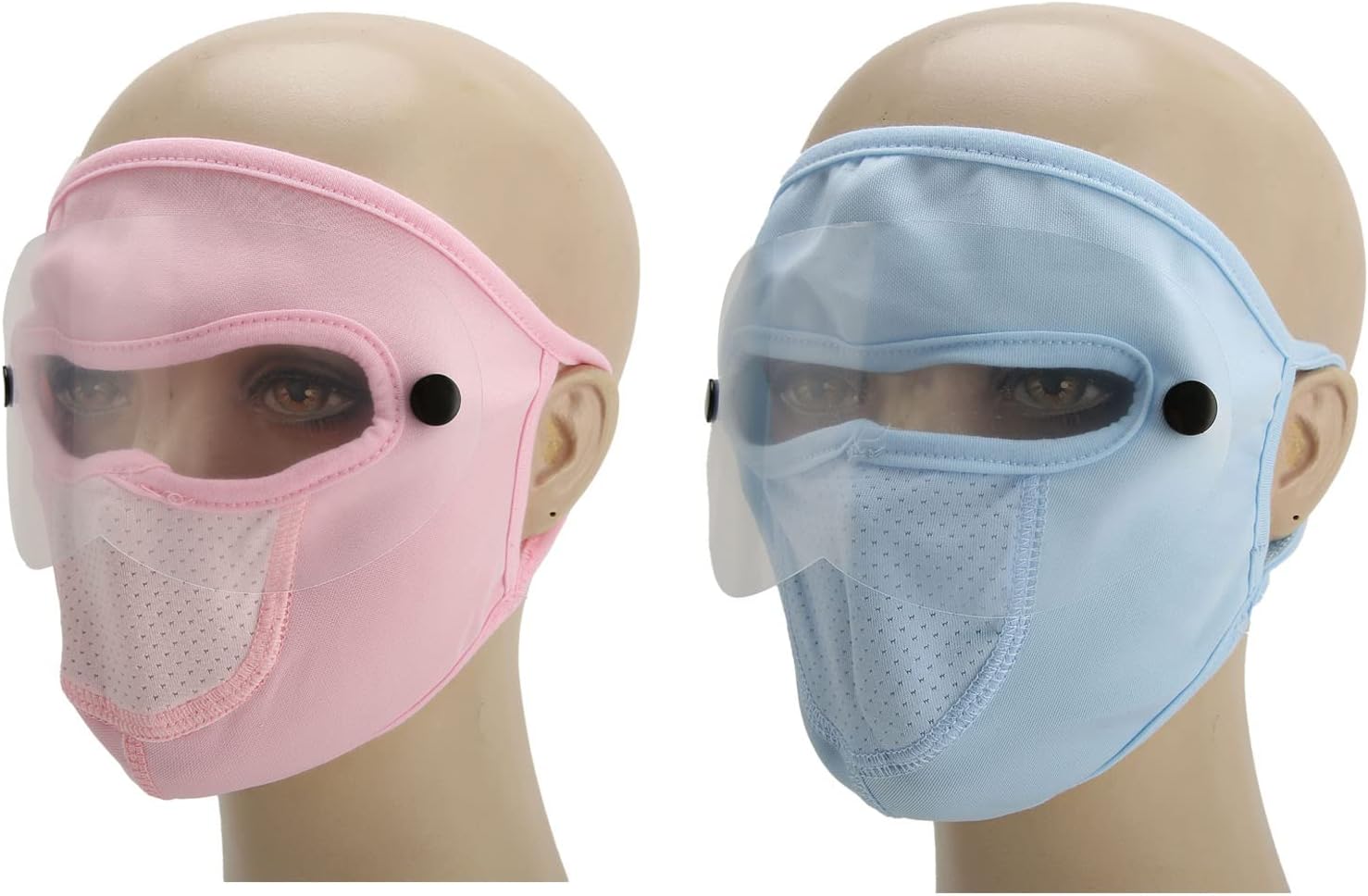 2er-pack Sonnenschutz-gesichtsschutzvisiere Aus Eisseide Mit Vollständiger Abdeckung Und Schutzbrille, Uv-schutz (schwarze Und Weiße Gläser)