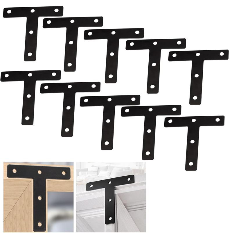 T-förmige Eckverbinder, 10er-pack, T-förmige Stützen, Für Möbel, Schränke, Tische Und Stühle, Schwarz