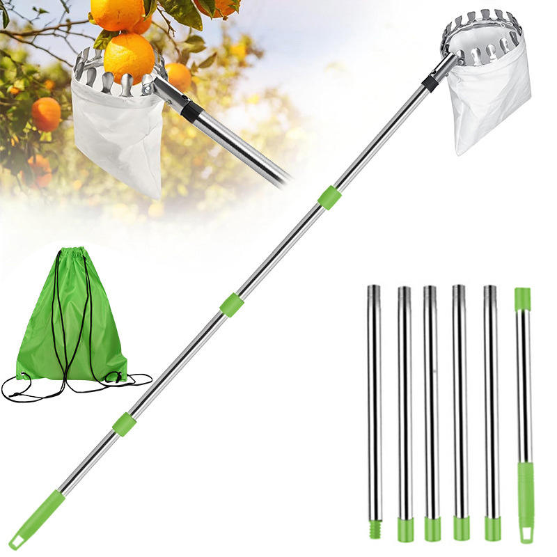 Obstpflücker, 2 Meter Langer Teleskopierbarer Apfelsammler Aus Edelstahl Mit Aufbewahrungsbeutel - Äpfel/birnen/orangen