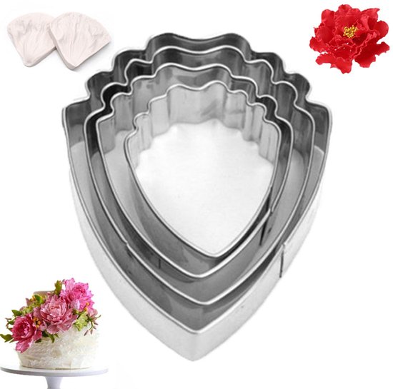 4-teiliges Backformen-set Aus Edelstahl Mit Pfingstrosenmuster Und Antihaftbeschichtung Für Kekse Und Kuchen