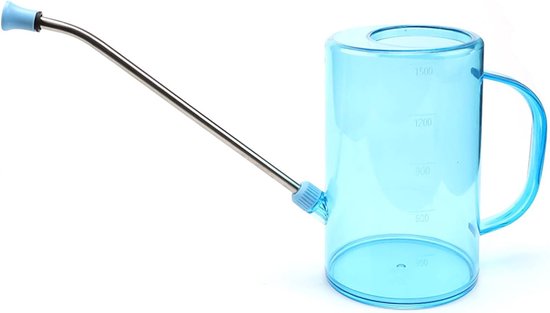 1-liter-gießkanne Für Zimmerpflanzen In Blau Mit Langem Edelstahl-sprühkopf