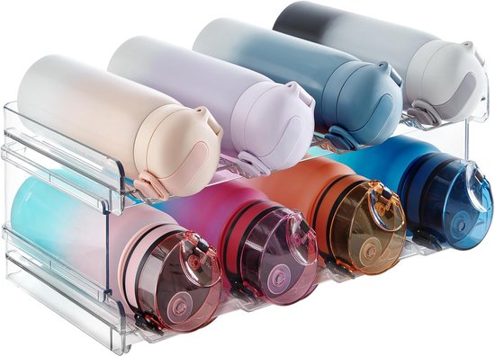 Stapelbare Flaschenregale Aus Kunststoff, 2er-set, Je 4 Fächer, Für Küchenschränke, Kühlschränke, Arbeitsplatten, Büros