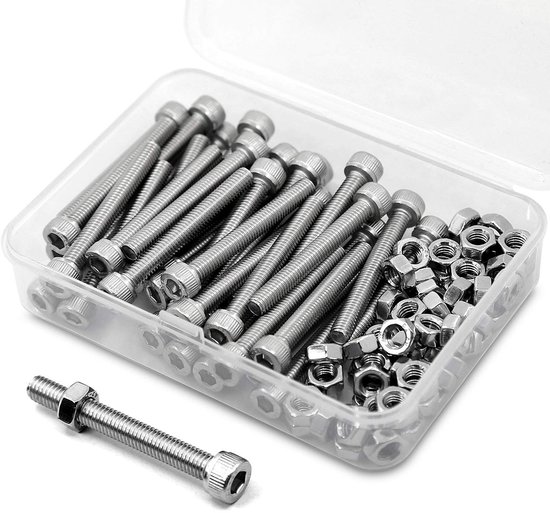 Sortimentsbox - Schrauben - 40-teilige Kombinationsbox Mit Innensechskantmuttern, M5×50mm Zylinderschrauben
