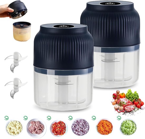 Mini-elektro-zerkleinerer 300 Ml, Kabelloser Zerkleinerer Für Die Küche Mit Usb-anschluss - Ideal Für Knoblauch, Zwiebeln, Gemüse, Obst Und Nüsse