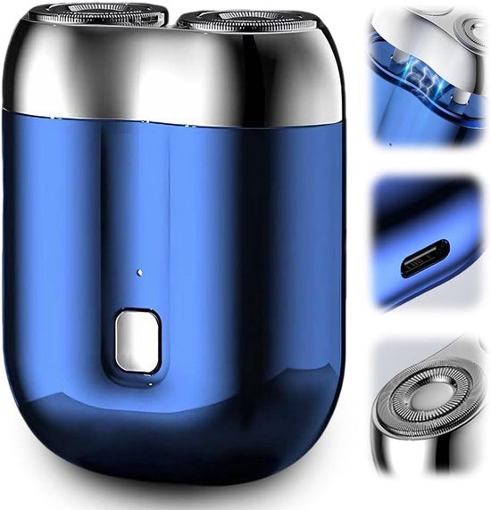 Verbesserter Taschenrasierer – Mini-doppelkopf – Usb-aufladbar – Wasserdicht – Kompakt Und Tragbar – Blau