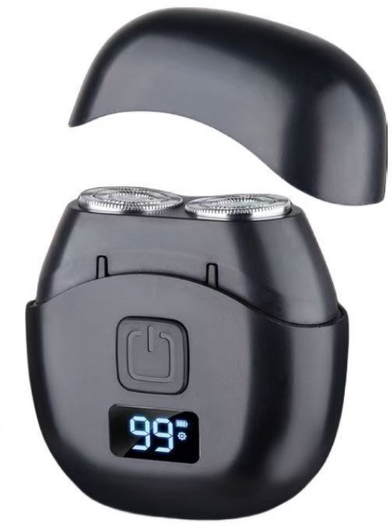 Mini-elektrorasierer Für Herren – Tragbar – Led-display – Zwei Bewegliche Scherköpfe – Wiederaufladbar Über Usb-c – Abnehmbare Und Waschbare Scherköpfe