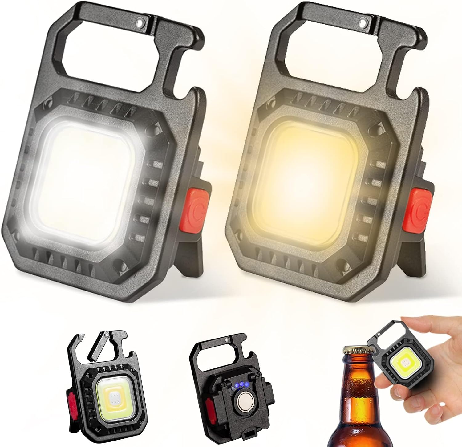 2er-pack Multifunktionale Mini-led-taschenlampen – Mit Schlüsselanhänger