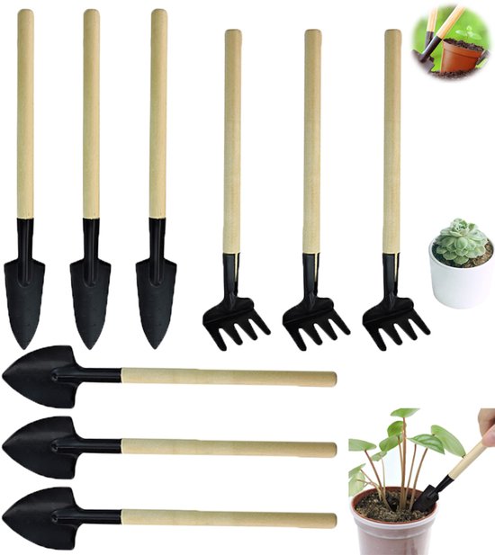 9-teiliges Mini-gartenwerkzeugset Mit Holzgriffen