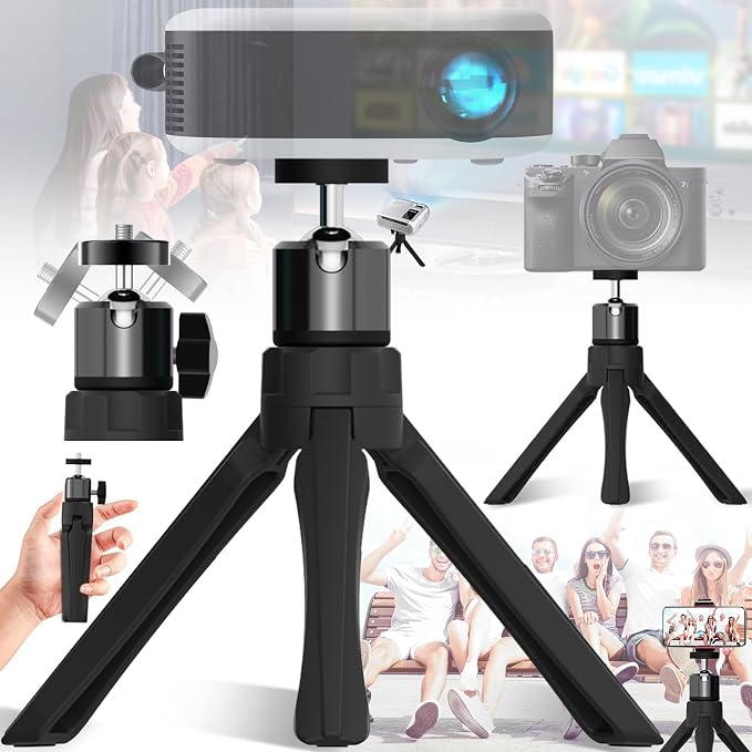 Mini-projektorstativ – Verstellbarer Mini-projektorständer Mit 1/4-zoll-schrauben – 360° Drehbarer Kugelkopf – 20 Cm Höhe Im Zusammengeklappten Zustand.