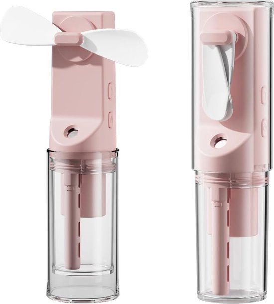 Handventilator – Mini-handventilator Mit Sprühfunktion – Wassernebelventilator – 1500 Mah Usb-c-akku, Wiederaufladbar – 4 Geschwindigkeitsstufen – Tragbares Design (14 Cm) – Für Büro &