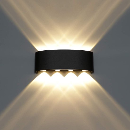 8w Wasserdichte Moderne Sensor-wandleuchte, Led-beleuchtung Oben Und Unten, Kabellose Abs-magnetlampe, Keine Verkabelung, Dreifarbig (schwarz).