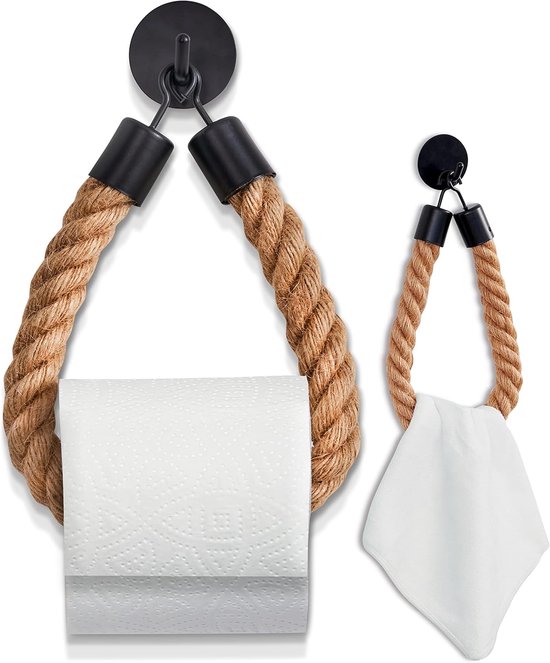 66. Selbstklebender, Wandmontierter Toilettenpapierhalter, Industrietauglicher Rollenspender Ohne Bohren Mit Kabel, Schwarz.