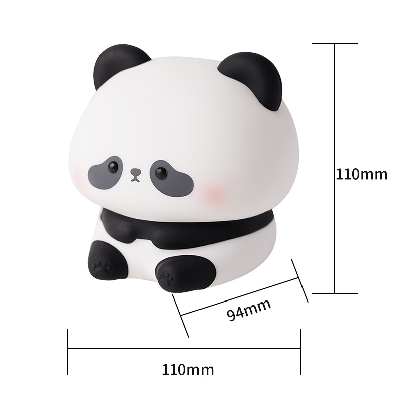 Panda-streichellampe, Silikon, Wiederaufladbare Schlaflampe, Drei Helligkeitsstufen