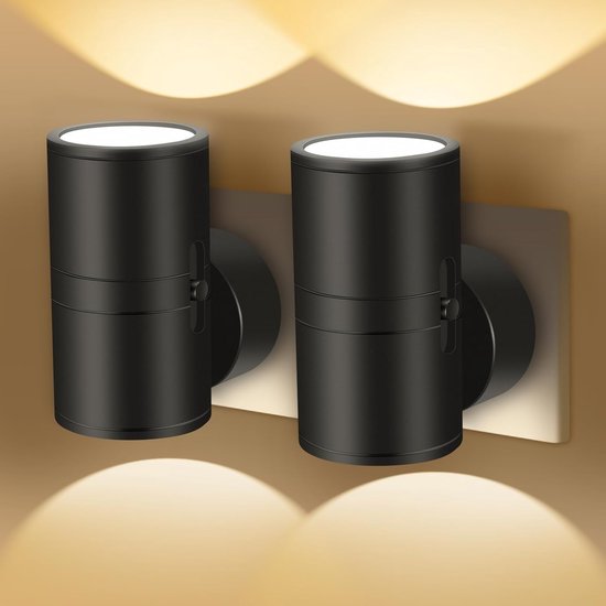 2er-pack Moderne Led-nachtlichter – Bewegungsmelder – Dimmbar Von 0 Bis 100 Lumen – Warmweiß – Zum Einstecken – Geeignet Für Schlafzimmer Und Flure – Schwarz