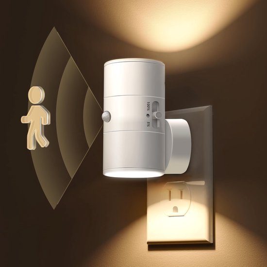 Moderne Led-nachtlichter (1er-pack), Zur Wandmontage, Warmweißes Licht, Dimmbar Von 0 Bis 100 Lumen, Mit Bewegungsmelder Für Schlafzimmer Und Flur, Weiß