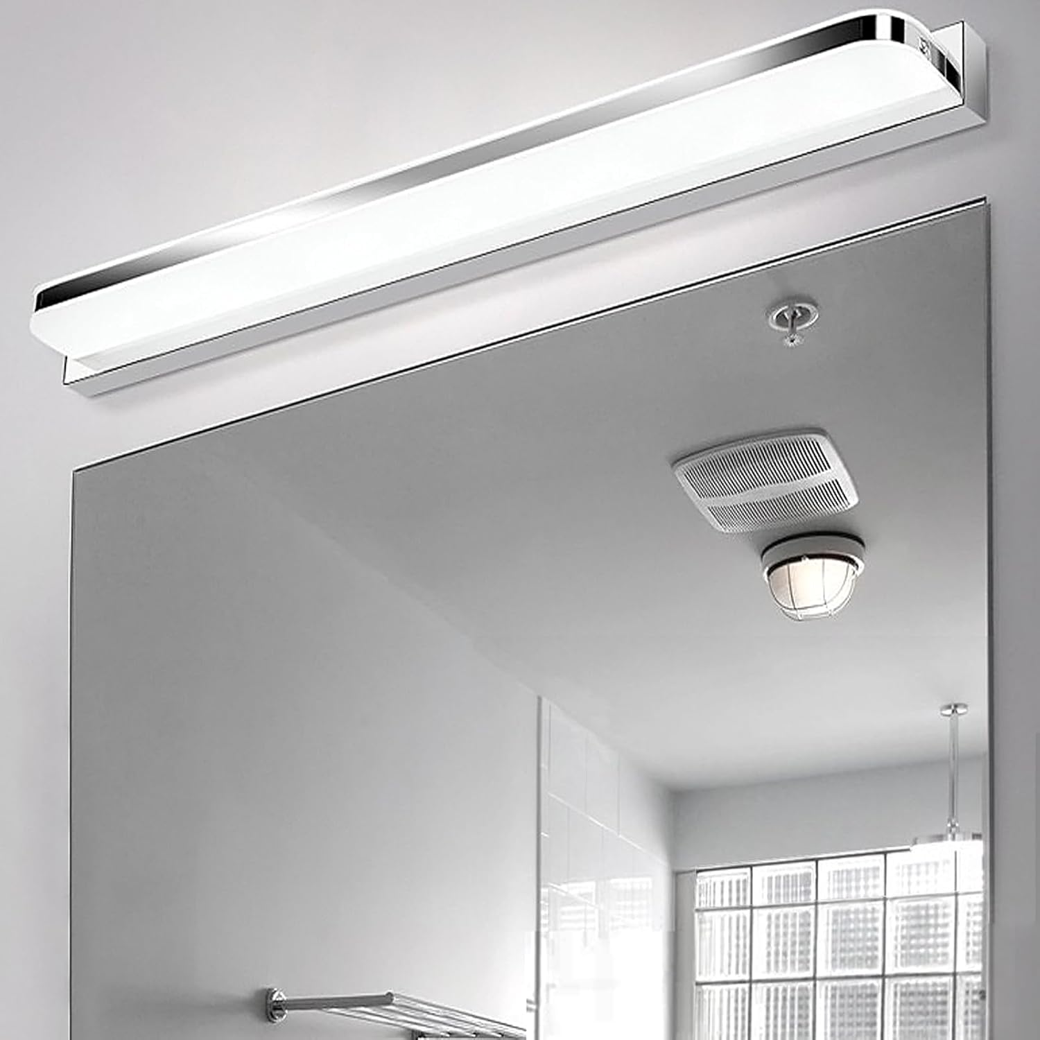 Badezimmerspiegelleuchte, Wandmontage, Edelstahl, 42 Cm, 9 Watt, 230 Volt, Natürliches Weißes Licht, 4000 K, Ip44 Wasserdicht, Neutralweißes Licht.