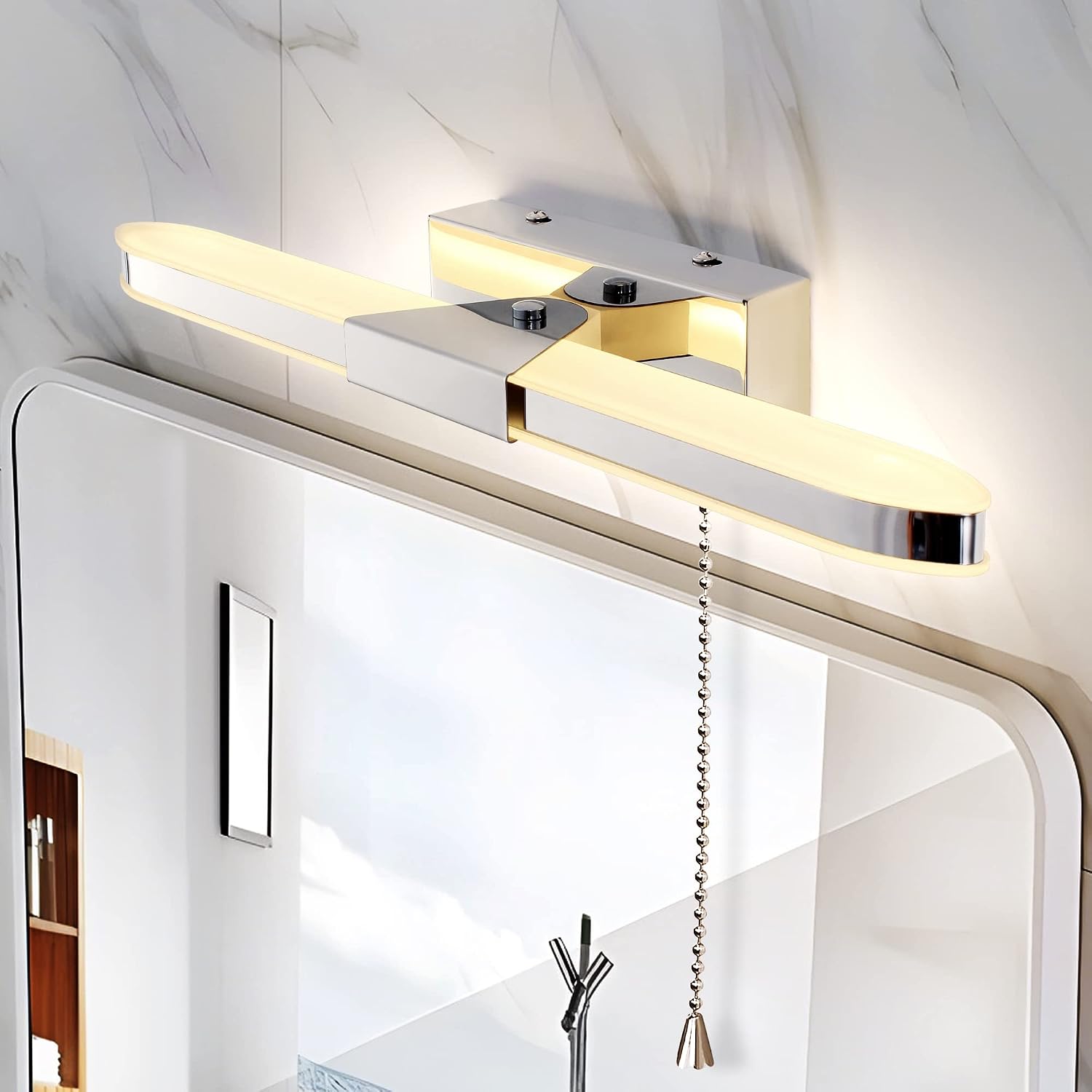 40 Cm Led-badezimmerwandleuchte Mit Zugschalter – 8 W, 3000 K, Waschtischleuchte – Wandleuchte Für Badezimmerauslagen – Festanschluss
