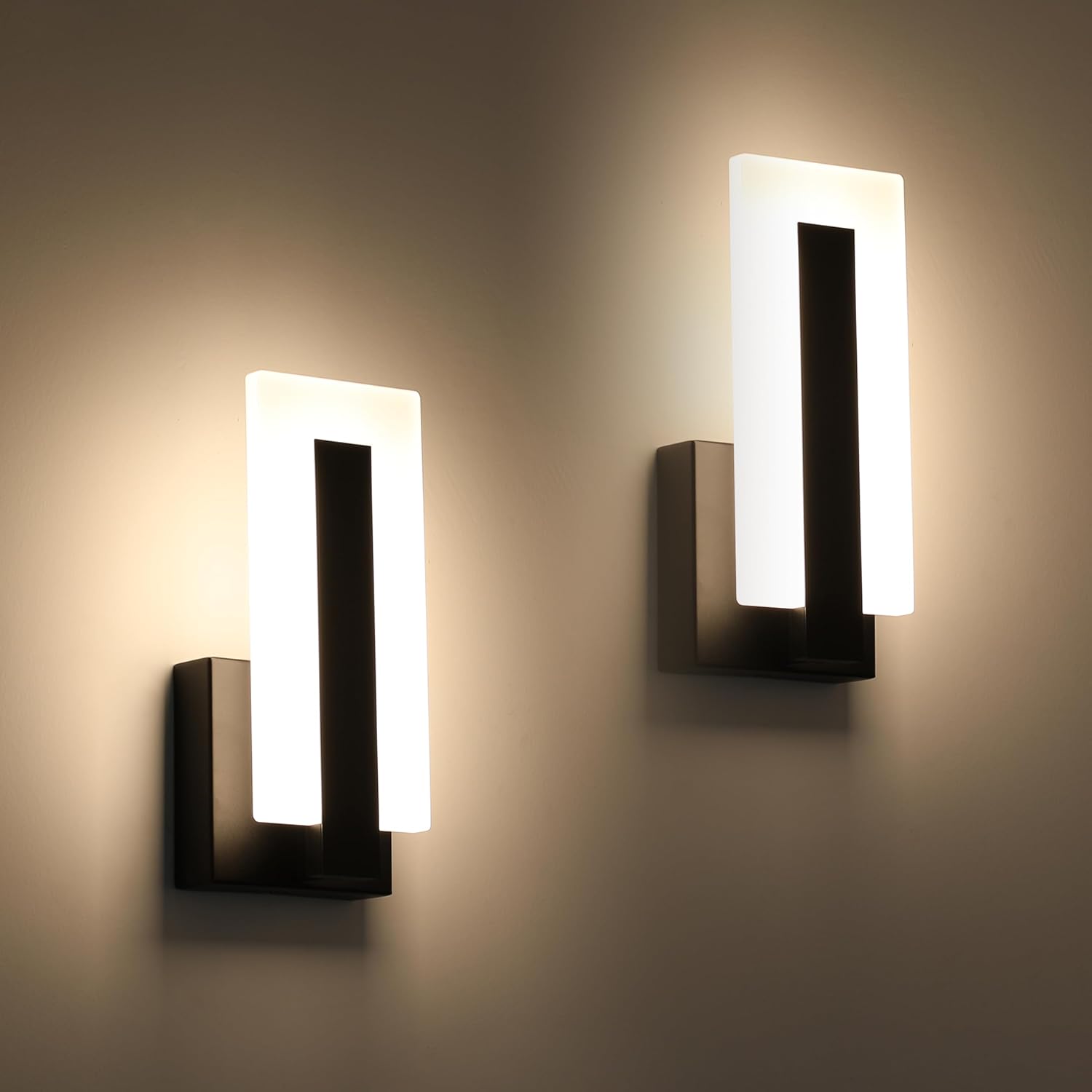 2 Moderne Led-wandleuchten – Nach Oben Und Unten Gerichtet – Schwarz – 3000 K Warmweiß – Wandmontage – Innenbeleuchtung – Flur – Schlafzimmer – 2 M