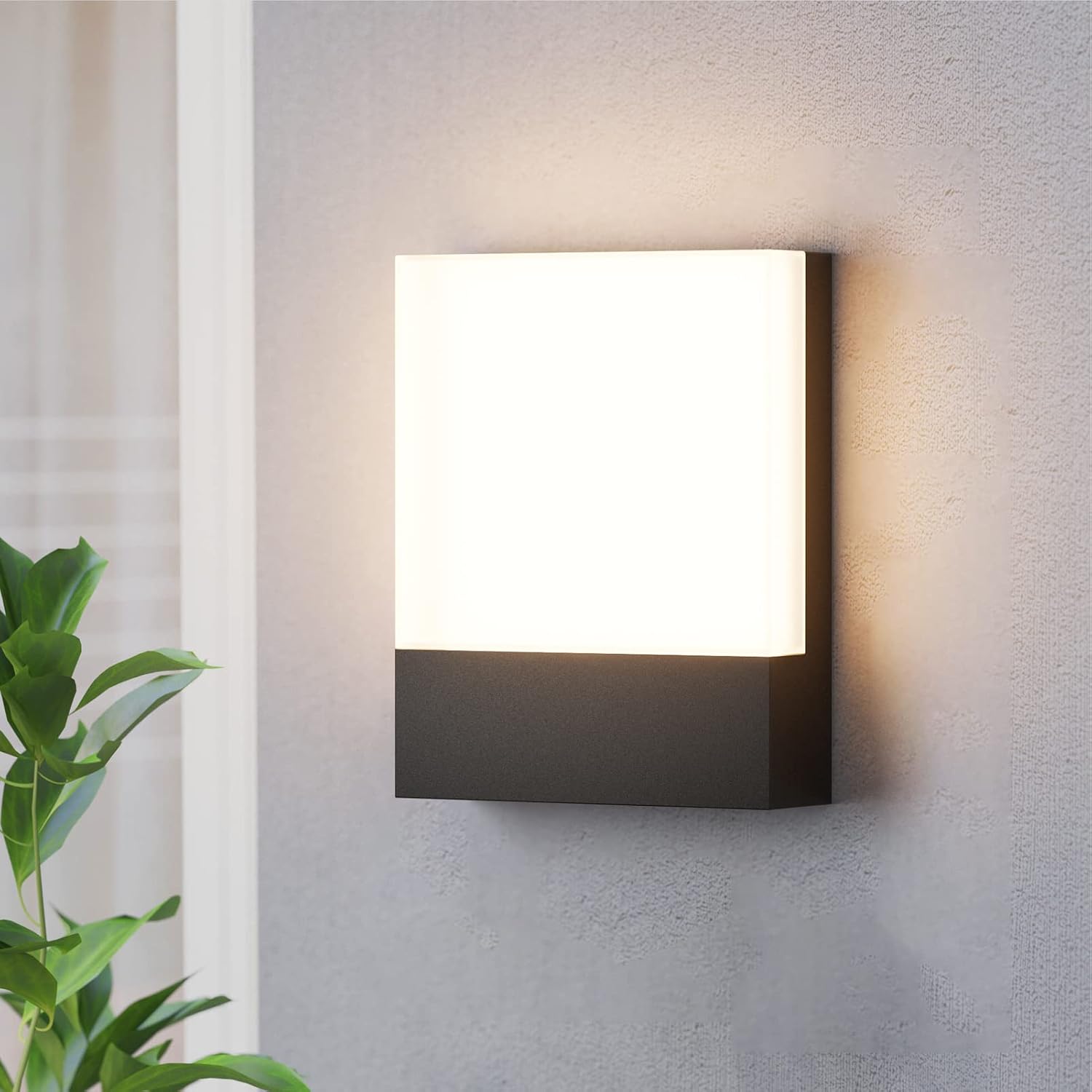 Moderne Led-außenwandleuchte (1 Stück) – 24 W – 3000 K Warmweiß – Quadratisch – Ip65 Wasserdicht – Festverdrahtung – Schwarz – Für Haustür/terrasse – 1 Stück