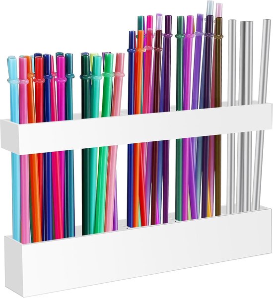 Großer Acryl-strohhalmhalter Für Schranktüren - Wiederverwendbarer Strohhalm-organizer - Kleine Küchenaccessoire-ablage - Inklusive Klebestreifen Zur Befestigung An Der Schranktür (weiß)