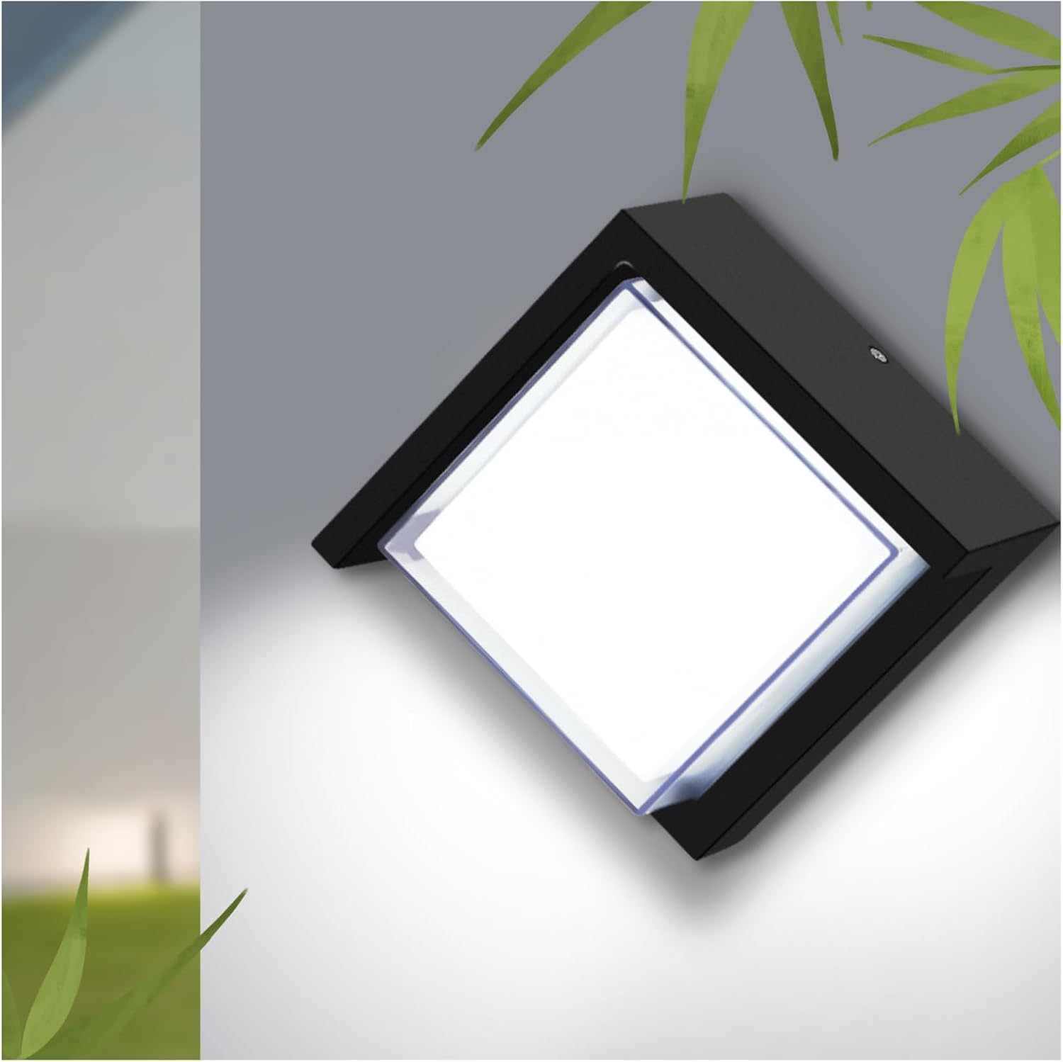 Außenwandleuchte, 6000k Tageslicht, Kleine Rostfreie Außenleuchte, Schwarze Quadratische 12w Led-verandaleuchte, Wasserdicht, Für Veranden