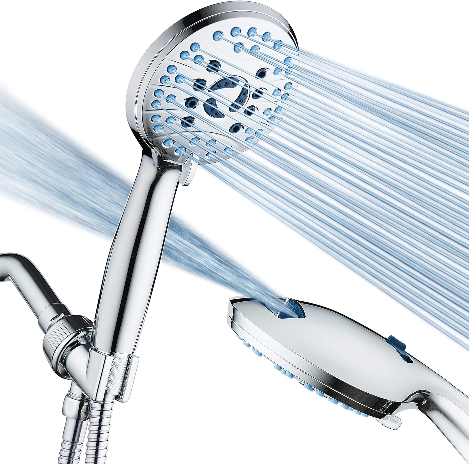 Hochdruck-handbrausekopf Mit 8 Strahlarten – Verstopfungsfreie Düsen – Integrierter Hochdruckreiniger – Reinigung Von Badewanne Und Fliesen – 8-teiliges Set