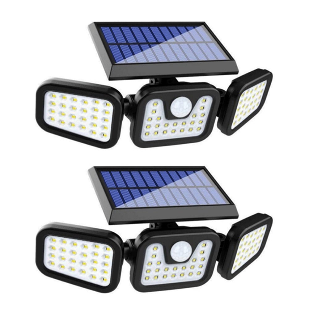 Solarbetriebene Außenleuchte, Solarbetriebener Bewegungsmelder, 3-flammige Solarbetriebene Sicherheitsleuchte, Ip65 Wasserdicht, 2er-pack