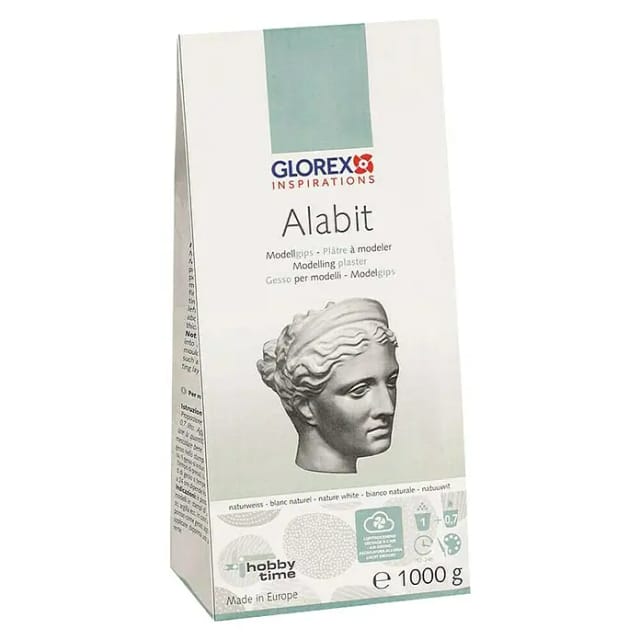 Glorex Alabit Modellgips 1 kg, naturweiß Bastelmaterial