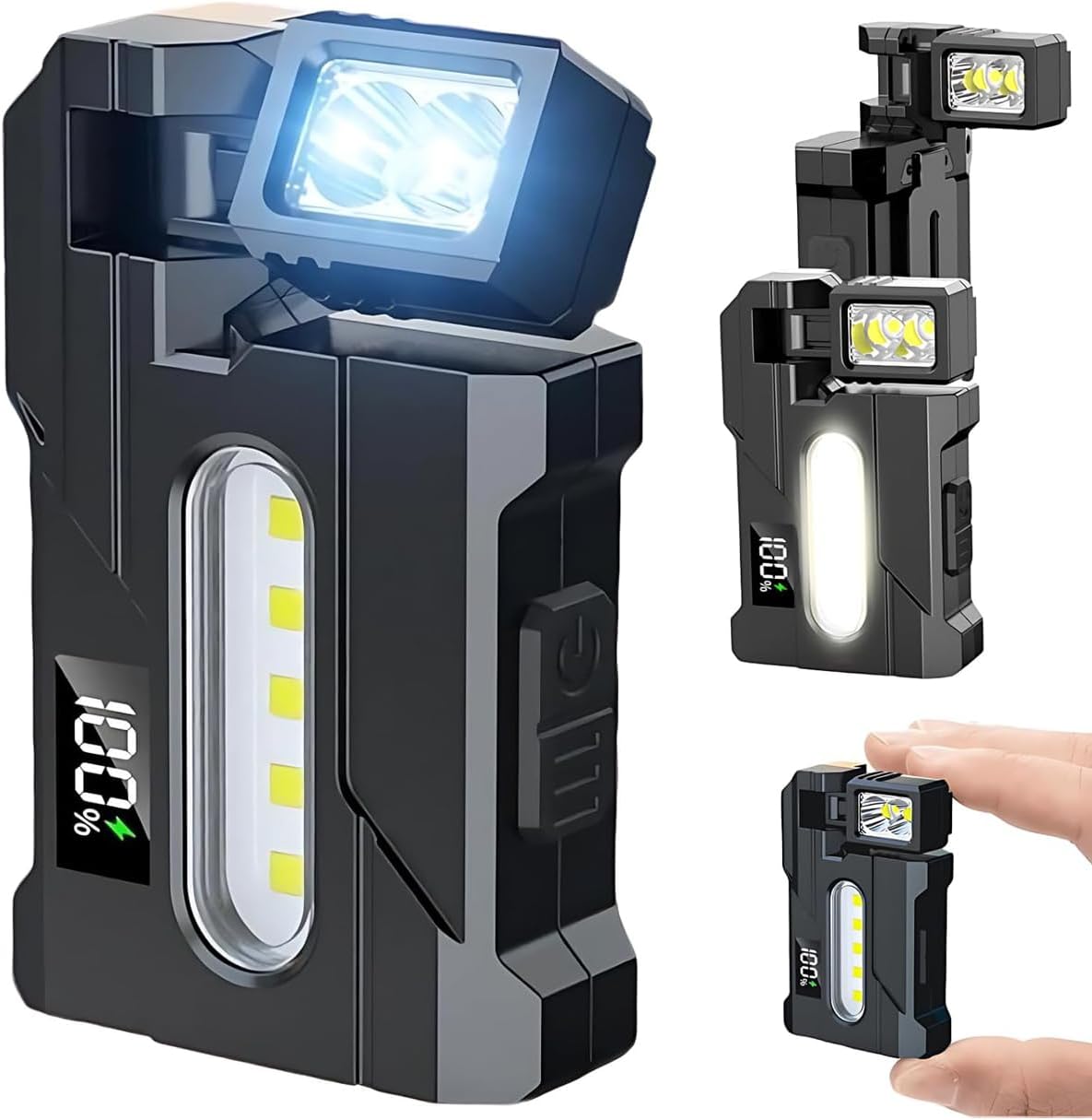Wiederaufladbare Edc-taschenlampe Mit Drehbarem Kopf, Superhelle 500-lumen-mini-taschenlampe, Tragbare Flache 1500-mah-taschenlampe