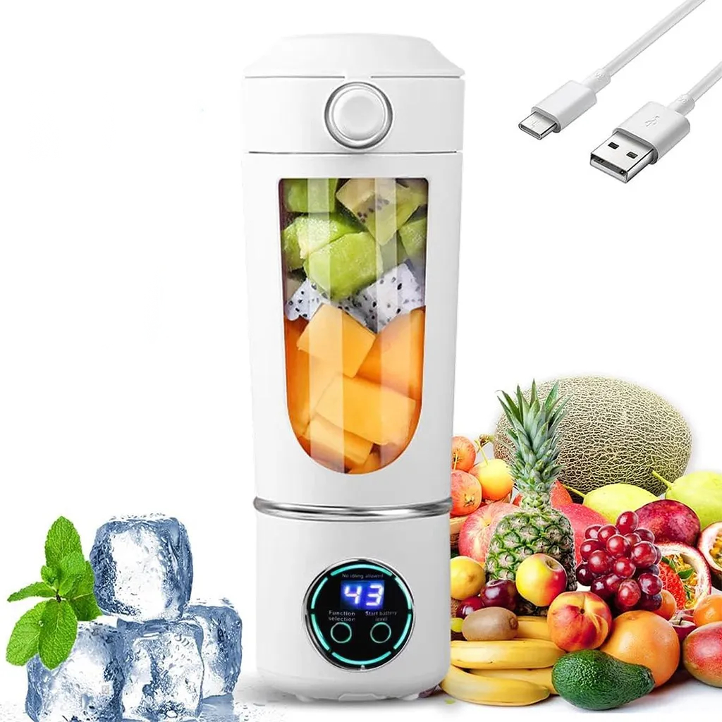 Tragbarer Mini-standmixer Mit 12 Edelstahlklingen, Digitalanzeige Und 700 Ml Fassungsvermögen