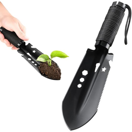 Multifunktionale, Kompakte Camping-rucksackschaufel Und Gartenschaufel Aus Edelstahl (schwarz)