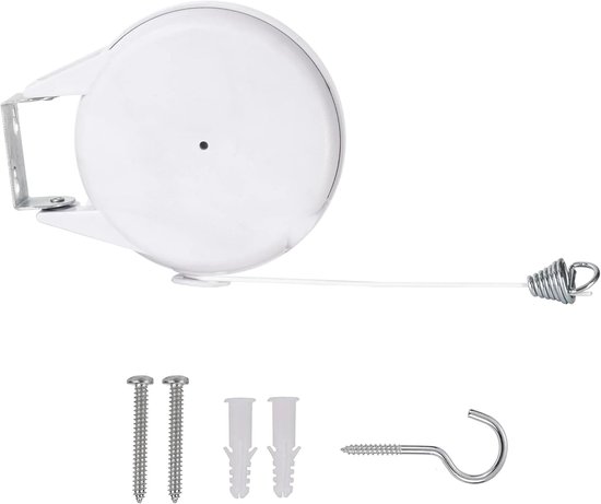 Ausziehbare Wäscheleine – 15 Meter – Für Den Außenbereich – Wandmontage – Ideal Für Camping – Weiß