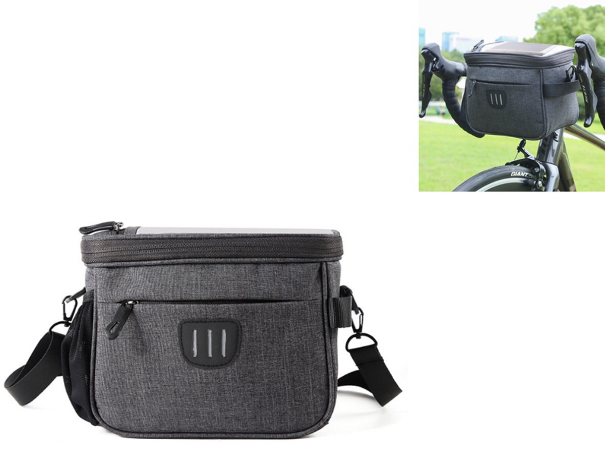 Schwarze, Wasserdichte Fahrradlenkertasche, Rahmentasche Mit Mehreren Fächern Und Umhängetasche Für Pendler