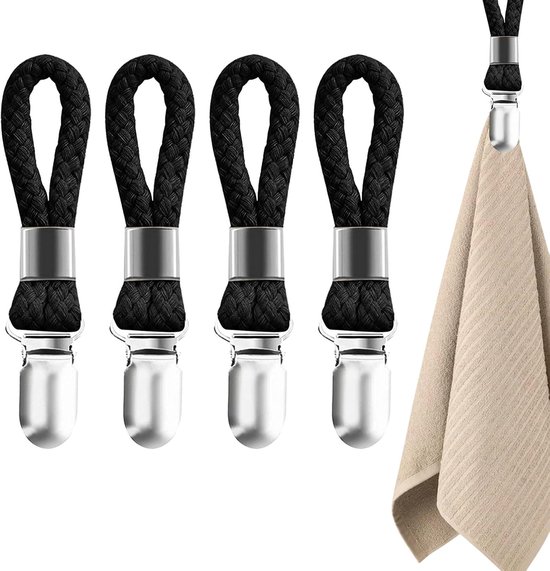 4-teiliges Handtuchclip-set Aus Edelstahl Zur Wandmontage – Schwarz