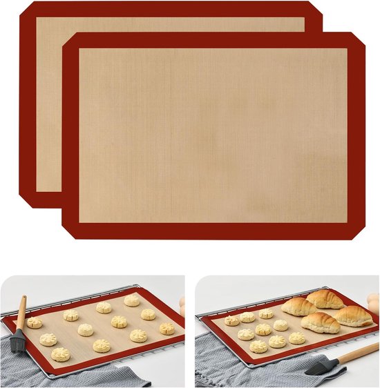 Backmatten, Zweiteiliges Silikon-backmatten-set, Mit Antihaftbeschichtung, Langlebig Und Wiederverwendbar, 42 X 29,5 Cm.