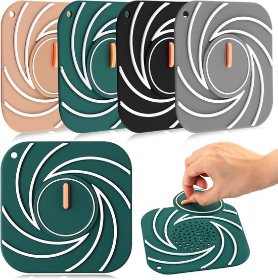 Silikon-abflussstopfen, Bodenablauf, Abflussabdeckung, Spülbeckensieb, Spülbeckenzubehör, 15 Cm, Große Badewanne, 2-in-1, 4-teilig, Grau, Grün, Khaki, Schwarz