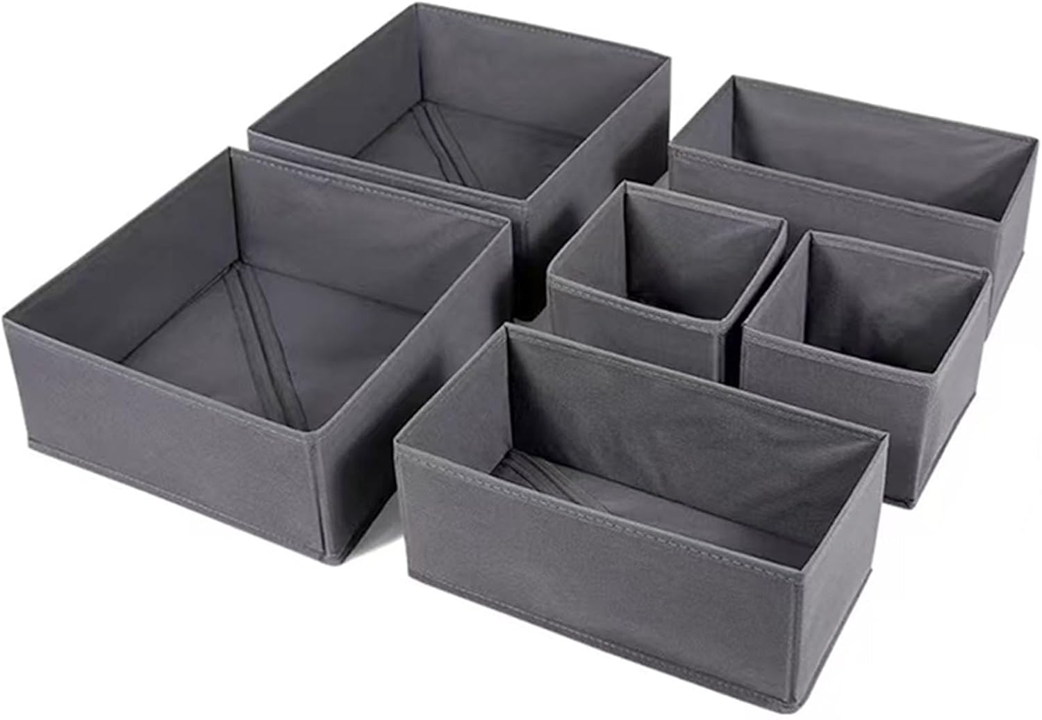 Sechsteiliger Schminktisch-schubladenorganizer, Faltbare Aufbewahrungsbox, Kleiderbox, Socken, Krawatten, Bhs, Kosmetikartikel, Hemden (grau)