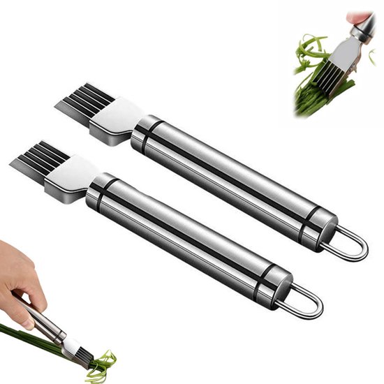 2er-pack Zwiebelschneider Aus Edelstahl, Kräuterschneider Mit Mehreren Klingen, Professionelles Gemüseschneider-werkzeug, Silberfarben