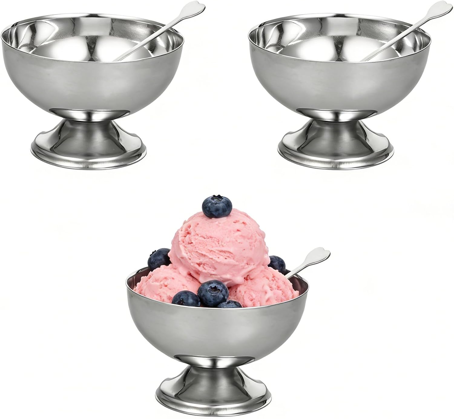 3-teiliges Dessertbecher- Und Eiscremeschalen-set Mit Gabel, Silbernem Verkostungsbecher, Servierschale Für Eisbecher, Joghurt-parfait-vorspeisenbecher, Nusssalatbecher
