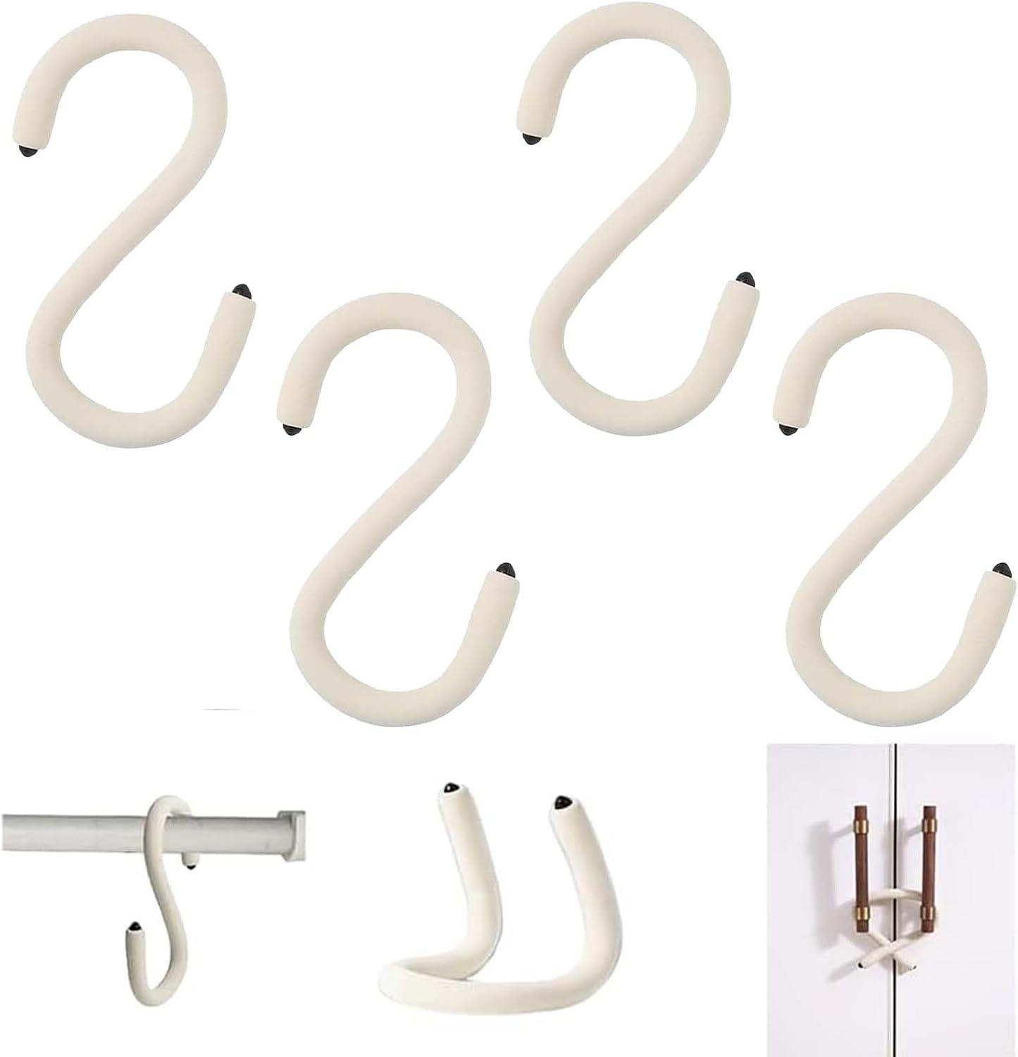 Flexible S-haken Zum Aufhängen Von Gegenständen Flexible S-haken-halterungen, Geeignet Für Garagen, Kleiderschränke, Pflanzen Und Gehstockhalter (4er-pack)
