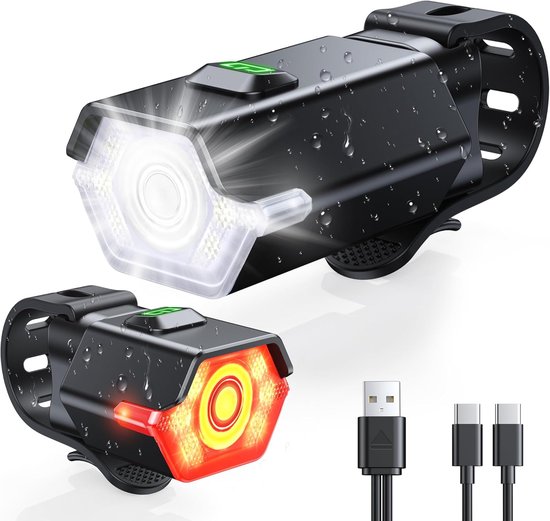 Fahrradbeleuchtung Mit Seitlichem Warnlicht, 3+6 Modi, Wiederaufladbar, Vorne/hinten, Ip65 Wasserdicht Für Nachtfahrten