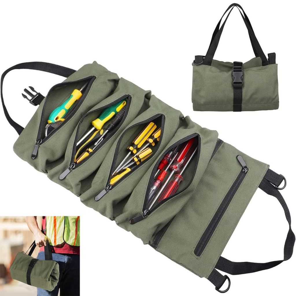 Werkzeugtasche, Mehrzweck-rollwerkzeugtasche, Geeignet Für Den Einsatz Im Fahrzeug, Hängende Werkzeugtasche Mit Reißverschluss, Campingausrüstung.