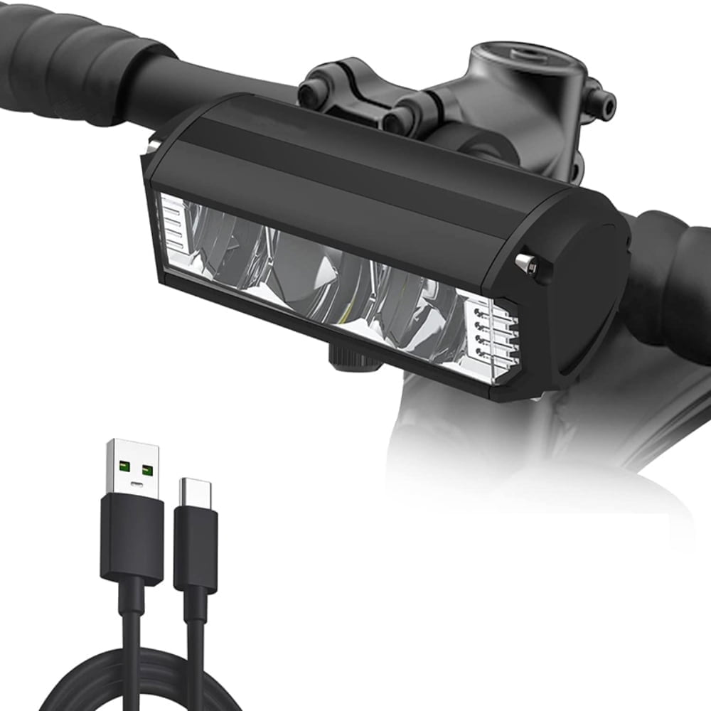 Diese Per Usb Aufladbare Fahrradlampe Verfügt Über Einen Superhellen Led-scheinwerfer Mit Vier Modi: Fern- Und Abblendlicht, Lauflicht, Angellicht Und Campinglicht.