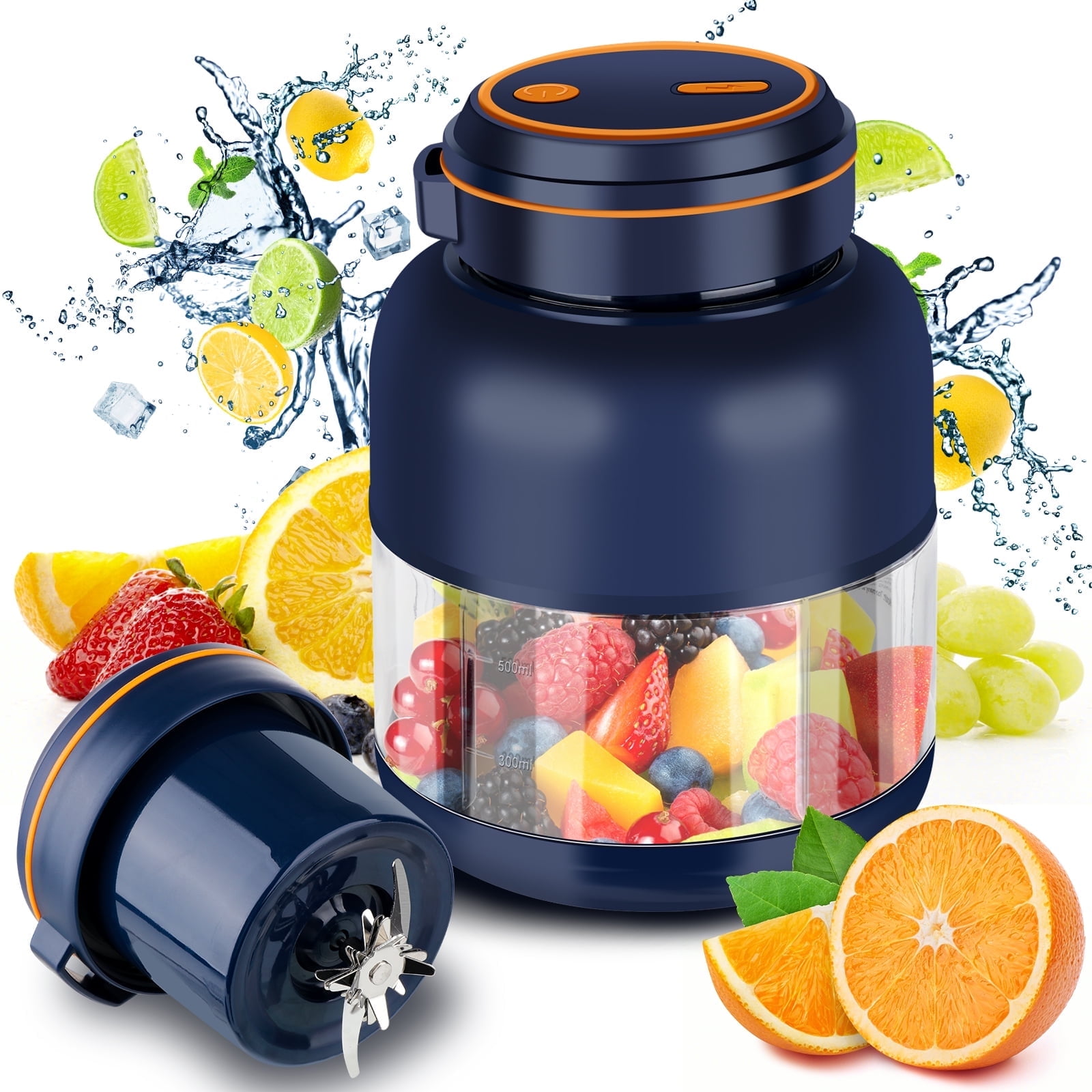 Elektrischer Entsafterbecher, Tragbarer Mixer, Saftpresse, Sport-trinkflasche – Blau