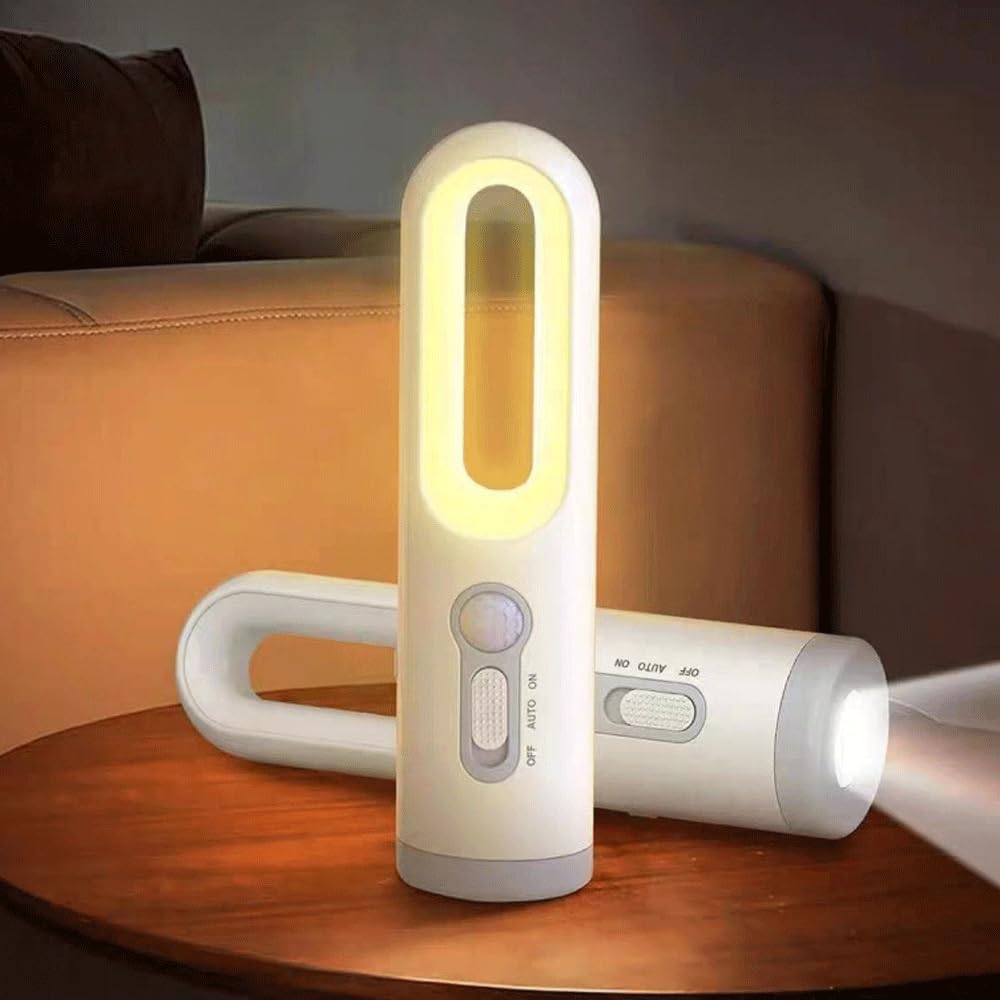 Bewegungsmelder-nachtlicht, Usb-wiederaufladbar, Wasserdicht, 3-in-1, Tragbar, Für Drinnen Und Draußen, Warmes Licht, Taschenlampe, Camping, Schlafzimmer, Babybad